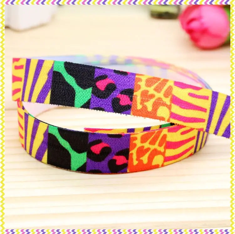 

DHK 5/8'' Free shipping Fold Elastic FOE leopard printed headband headwear hair band diy decoration wholesale OEM C40
