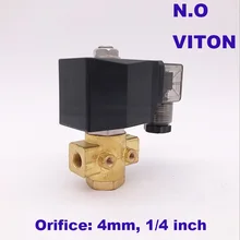 GOGO нормально разомкнутый 0-7bar латунь высокой температуры паровой 2 трехходовых электромагнитных клапана 1/4 дюймов 220 В переменного тока отверстие 4 мм/FKM/ходовые непосредственные действующие