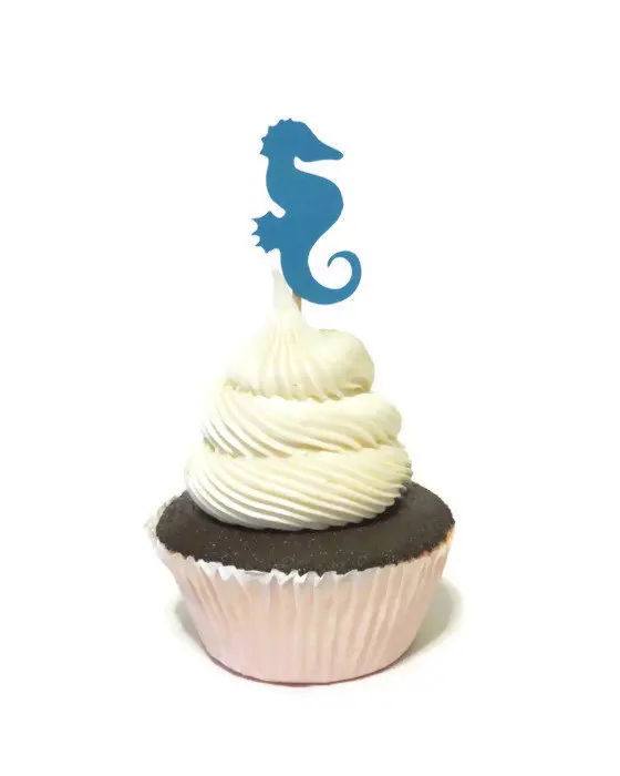 UPKOCH Toppers Cupcake Animali marini 48pcs per Il Compleanno sotto la Festa del Mare 