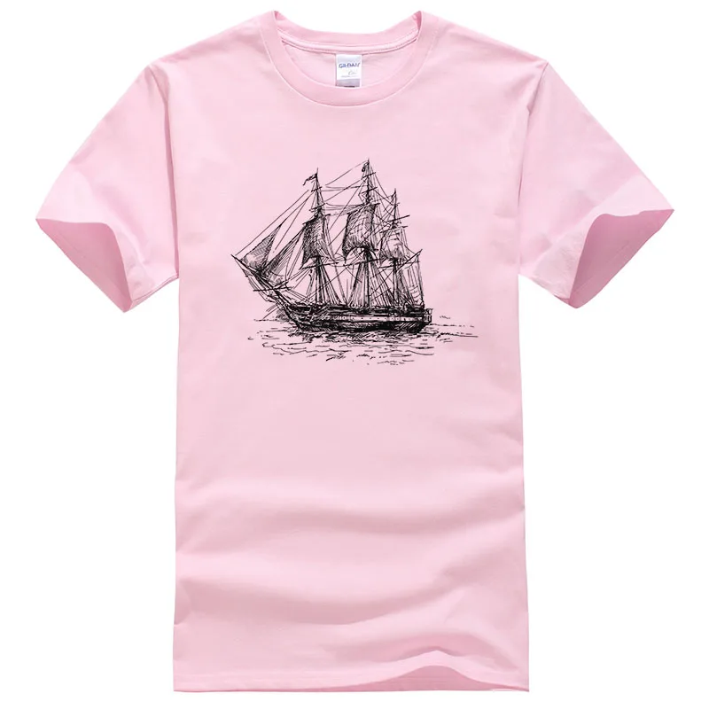 Verano creativo nave diseño algodón camiseta hombres impreso manga corta Tops casual camiseta Camisetas Tees #007
