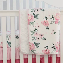 Sahaler Boho детское одеяло для новорожденных, Пеленальное Одеяло, стеганое одеяло для детской кроватки, одеяло 34*42 дюйма(розовый цветочный