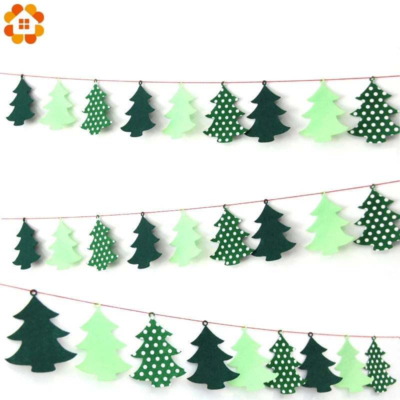 

1Set Non-woven Fabric Banners Christmas Tree Flags Garland Floral Bunting Banners DIY Home Decor Christmas Party Decoration