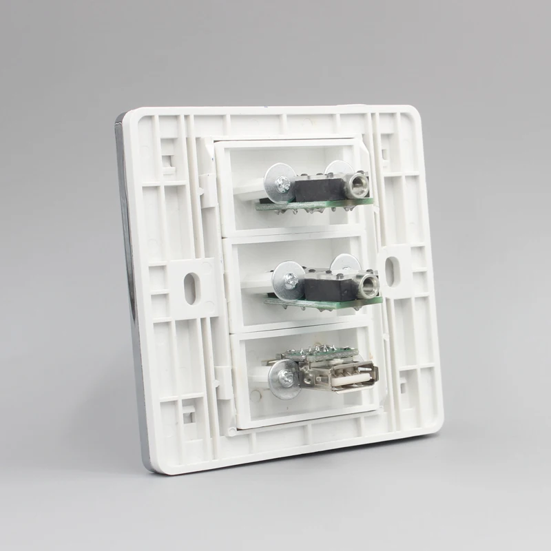 Silver Edge 3.15+3.15 Audio Jack +USB2.0 Wall Outlet pic 3