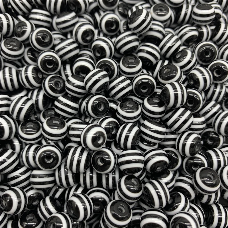 Spacer Beads 6mm 8mm 10mm Resin Spacer Beads Round Stripe For Jewelry Making DIY Bracelet Necklace Accessories