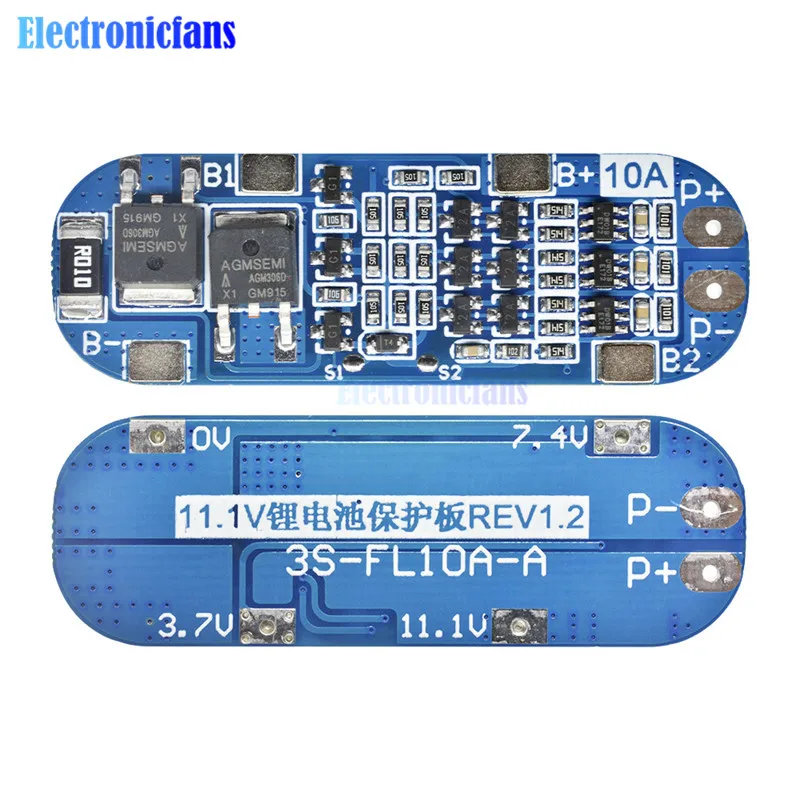 3S 10A BMS литий-ионная батарея Защитная плата 18650 зарядное устройство Защитная балансировка PCB BMS модуль 12,6 в эквалайзер плата