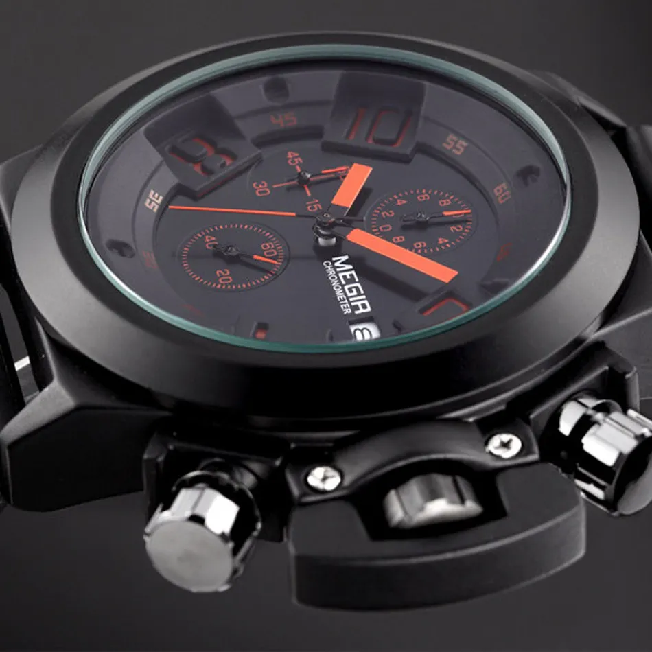 Mens Chronograph Watches Top Luxury Brand Megir Men Military Sport Wristwatch Silicone Strap Quartz