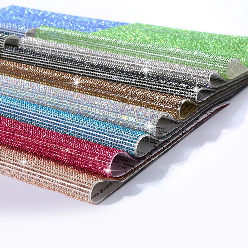 

Crystal Fashion Rhinestone Sticker 24*40cm Self-sticking Glass Rhinestones Mesh Trim Fabric Sheet Strass For Dress Jewelry DIY