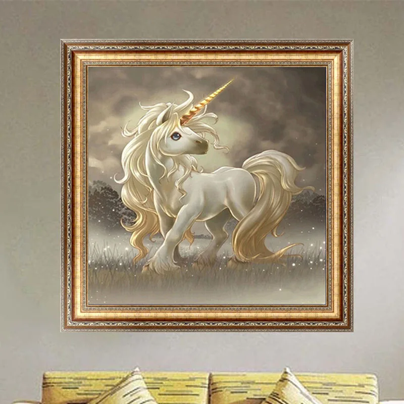 

DIY 5D Diamond Switch Kit Embroidery White Unicorn Painting Mosaic Needlework Cross Stitch Home Decor 30*30cm