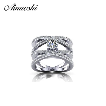 

AINOUSHI Fashion Twist drill Engagement Ring Authentic 925 Sterling Silver Anelli Donna Hot Women Bridal Jewelry Free Shipping