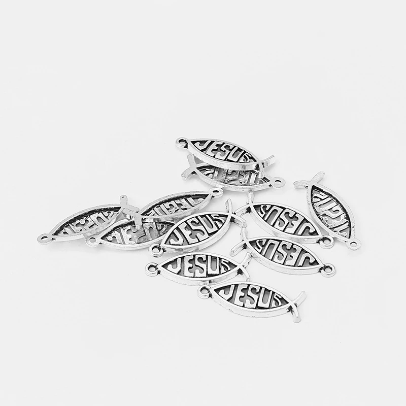20 шт. Ichthys Ichtus подвеска с изображением Иисуса и рыбы для браслетов ожерелий