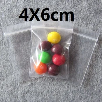 

[4Y4A] 500pcs/bag 4cmX6cm Mini Plastic Metal Accessories Bag Stationery PE jewelry bags Ziplock bag