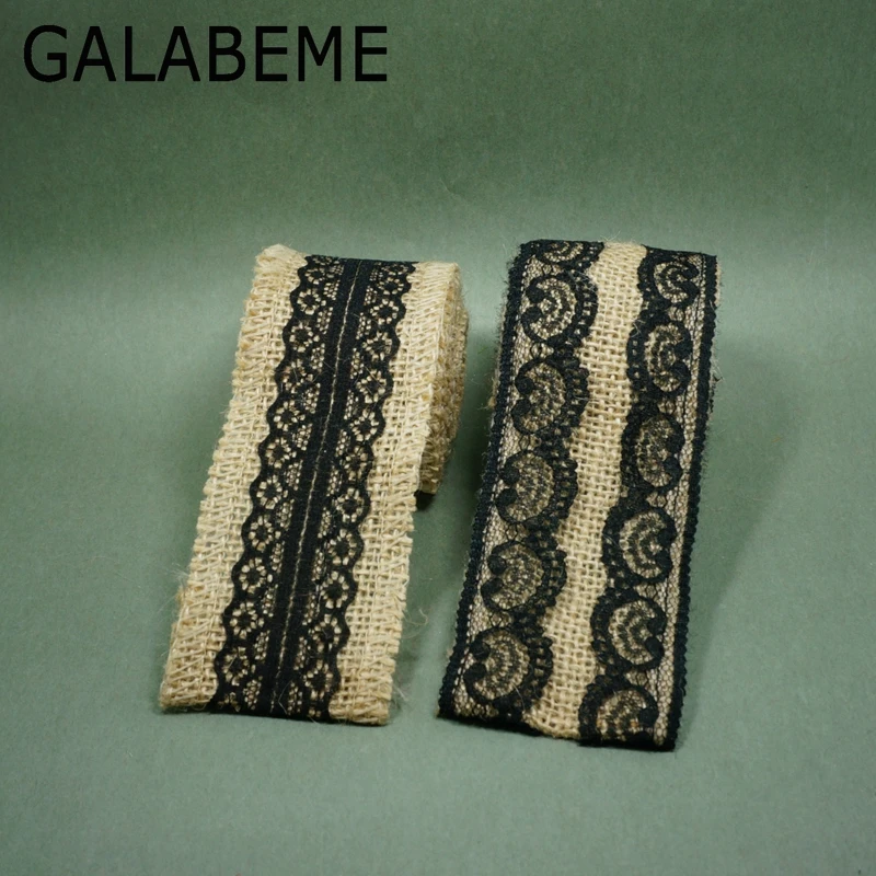 Galabeme 2 метра X 5 см рулон из джута мешковины Hessian лента с кружевом винтажная