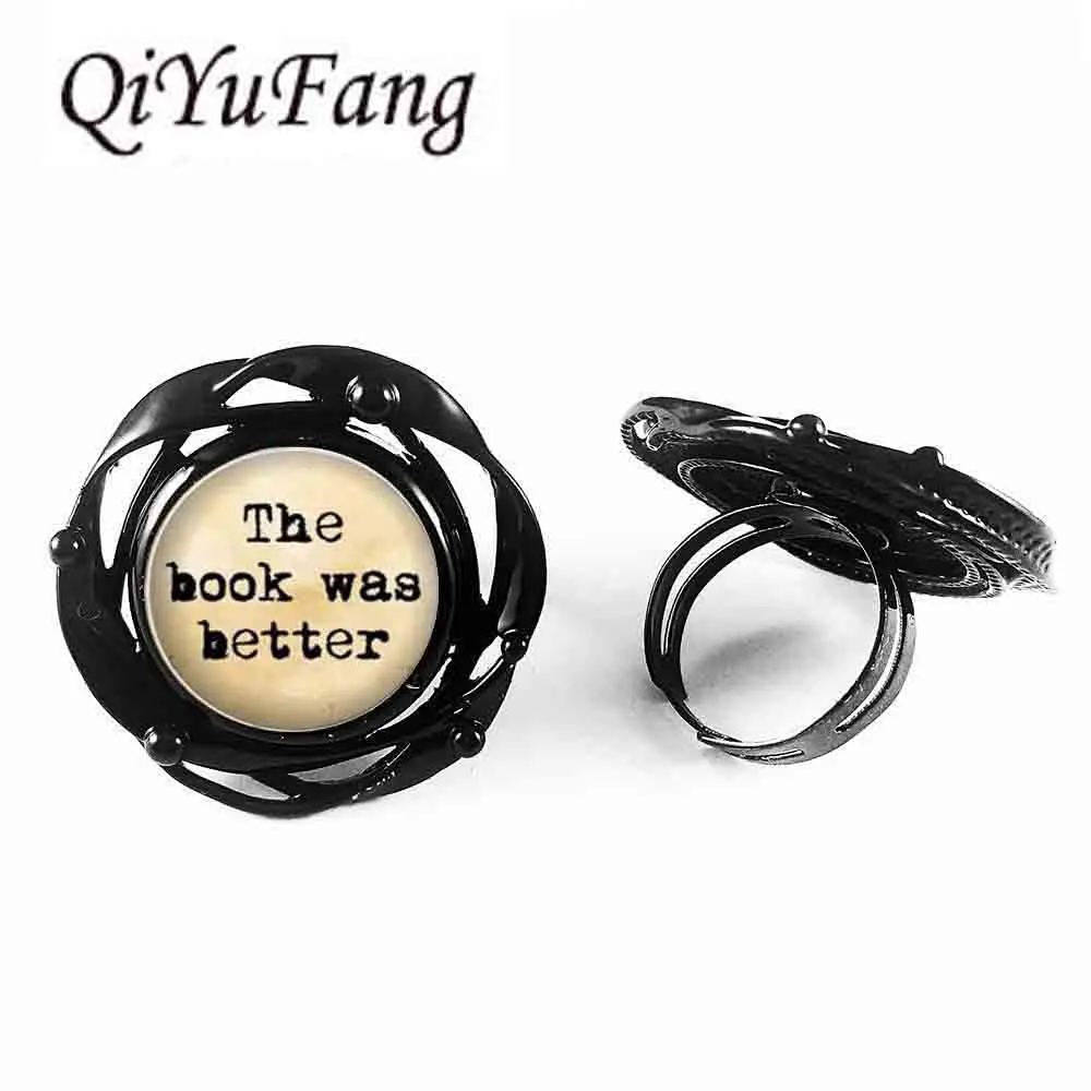Steampunk The Book Was Better Reader Bibliophile Jewelry Glass Dome flower big ring men women gift antique | Украшения и