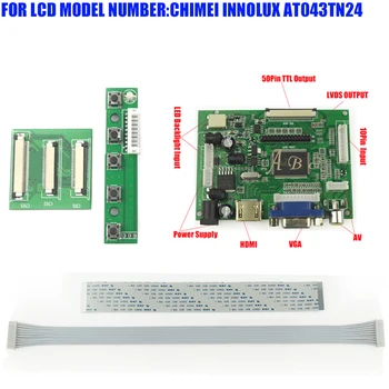 

HDMI VGA 2AV 50PIN TTL Monitor Controller Board for Raspberry PI For CHIMEI INNOLUX AT043TN24 4.3" 480X272 TFT LCD Display Panel