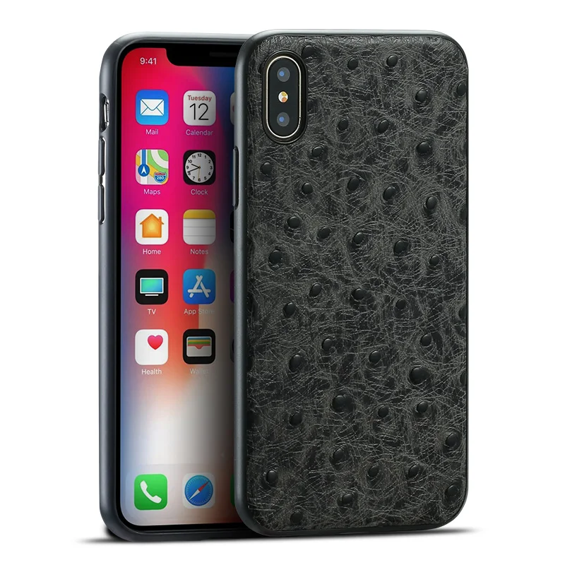 Брендовый чехол для телефона со страусиной текстурой полностью закрытый iphone X XS
