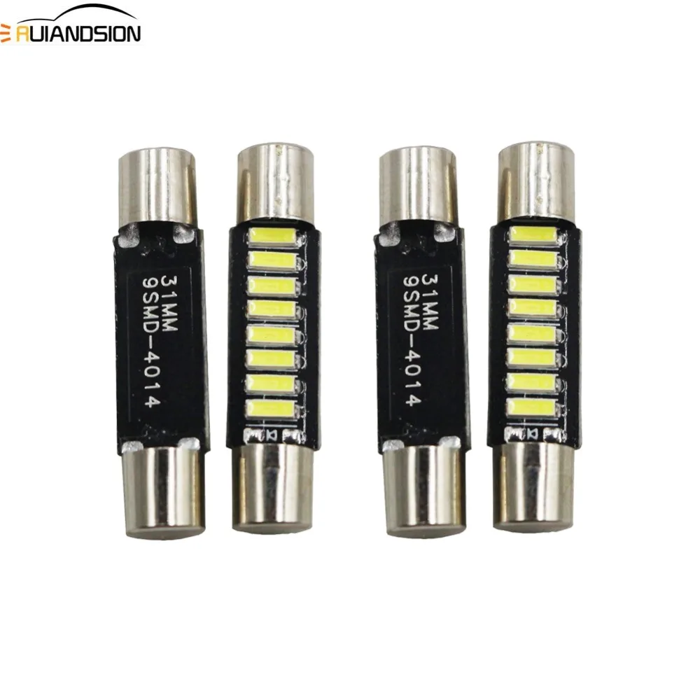 4x White 28mm 31mm 4014 9SMD Fuse Vanity Mirror Light Bulb Festoon 6614 Fuse LED Light 6641 Car Interior Sun Visor Vanity Light