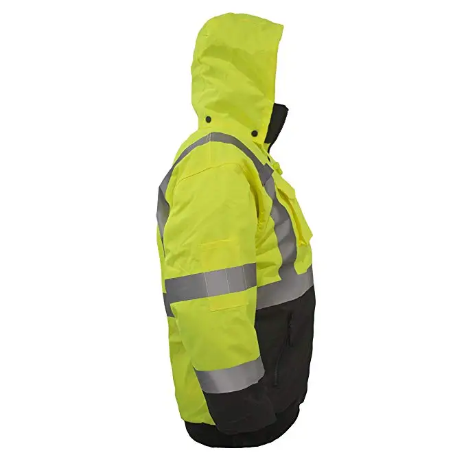 High Visibility Waterproof Bomber Jacket With Rip Stop Safety Workwear Clothing Autumn /Winter Zipper Reflective Working Clothes