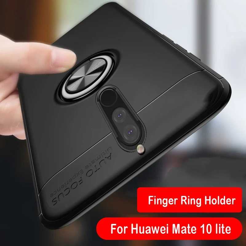 

Magnetic Stand case For Huawei Mate 10 lite case Finger Ring Holder Car Adsorption Protective Cover For Huawei Mate 10 lite case