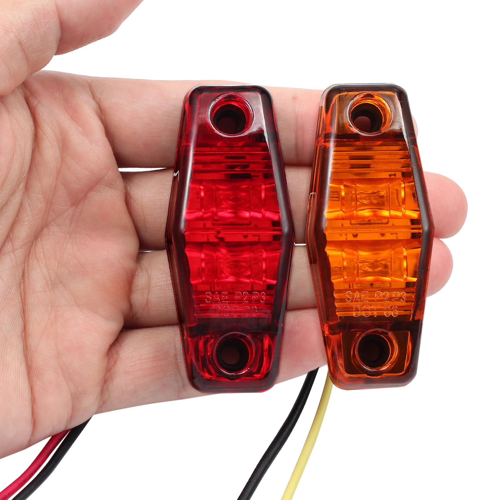 Justech 10 шт 2LED Передние боковые Габаритные красный янтарь огни автомобилей Грузовик Ван трейлер фонарь для грузовика 12 V 24 V Amber и красный цвет