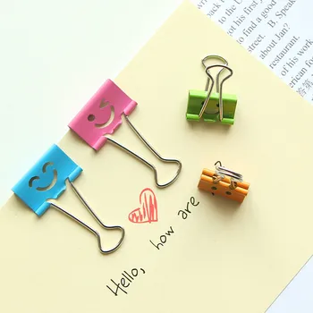 

10 Pcs Smile Metal Clip Cute Binder Clips Album Paper Clips Stationary School Office Organizer Storage Color Random Binder Clips