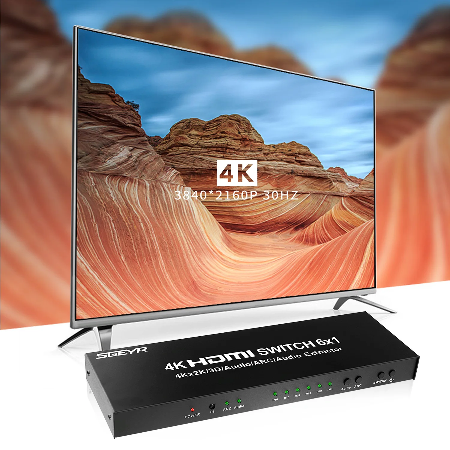 6 портов HDMI коммутатор 4K 30Hz HDMI сплиттер коммутатор 6 в 1 ИК пульт дистанционного управления Ultra HD 1080P 3D с аудио экстрактором для HDTV DVD PS3