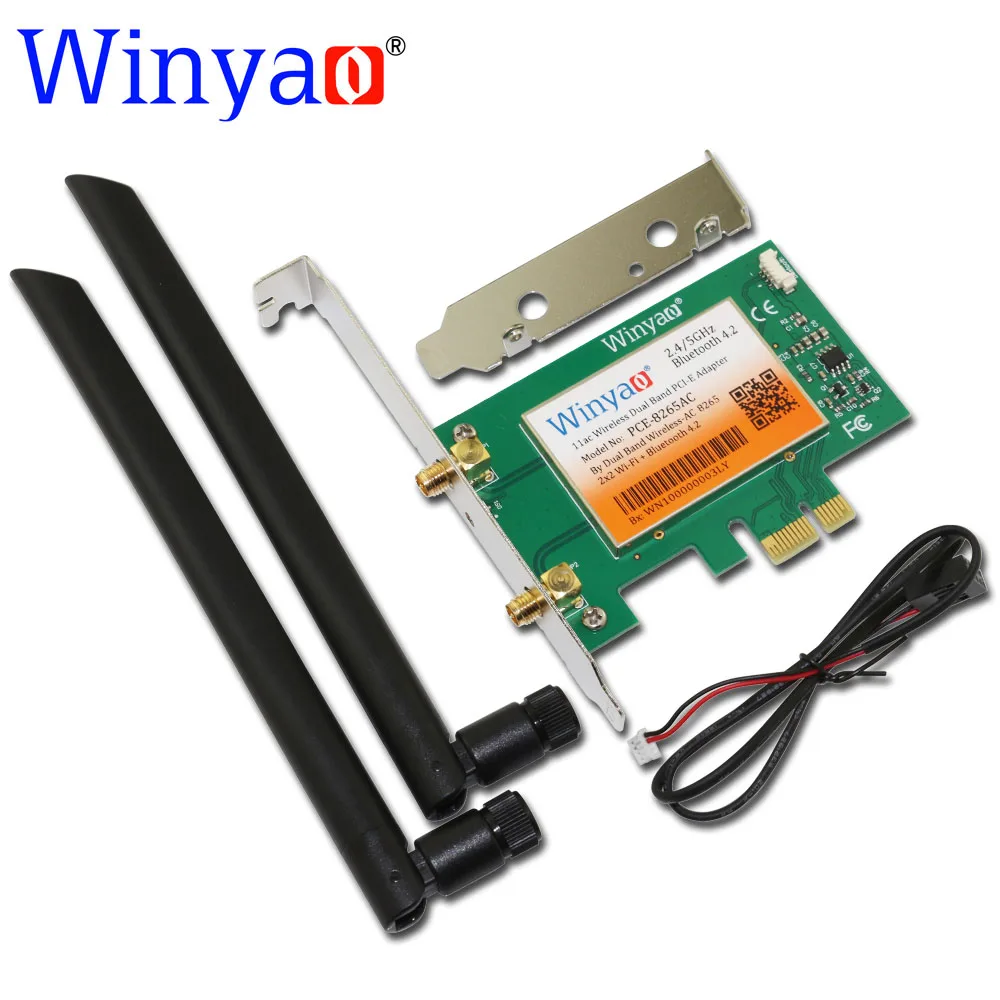 Winyao PCE-8265AC Настольный двухдиапазонный 867 Мбит/с 802.11ac 8265NGW беспроводной PCI-E Wifi Bluetooth