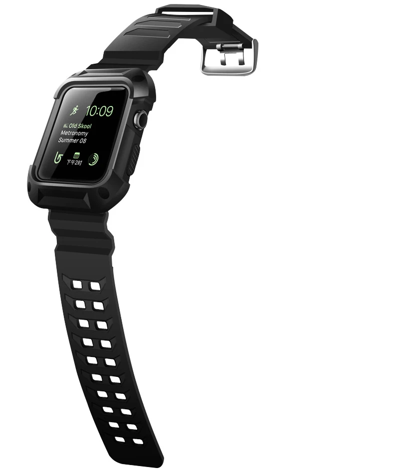 ТПУ резиновый ремешок для часов с Защитный чехол для 40/44/38/42 мм iWatch Apple часы наручные ремешок Браслет с рамкой черный