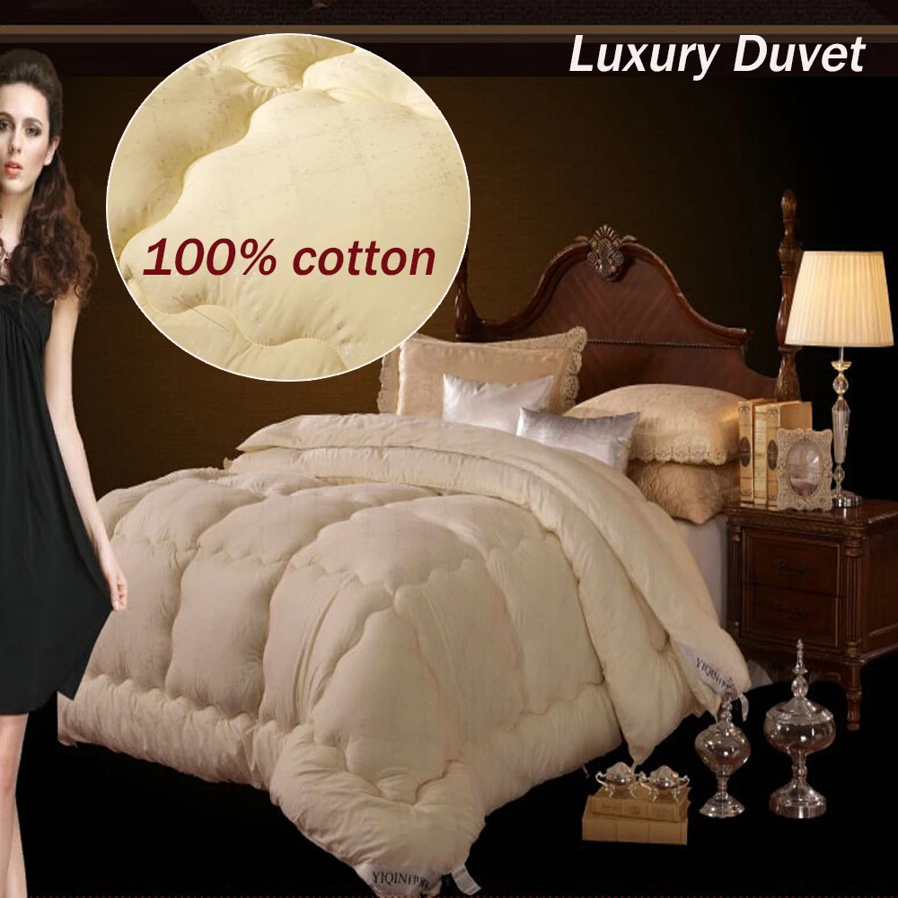 

Luxury silk quilt 100% cotton fabric/winter quilt/bedclothes/Comforter/fluffy/high quality,family set quilt,four season quilt