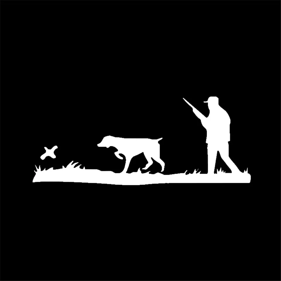 17.47.2CM Interesting Hunter Hunting Quail Car Decals Motorcycle Sticker Covering The Body Shape BlackSilverlaser (3)