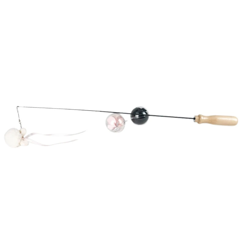 AB Кошка Интерактивная игрушка рыбалка игрушки на палочке ворсовая кошачья палочка игрушки с шариками решения скуки - Цвет: AB