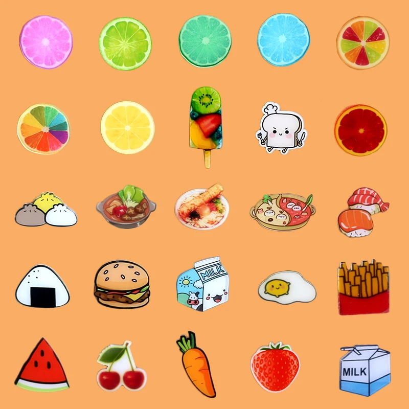 

Cartoon Acrylic Hamburger Fries Food Cute Badges Brooch Icons DIY Backpack Icons Badges For Clothing Badge Pin Accessories