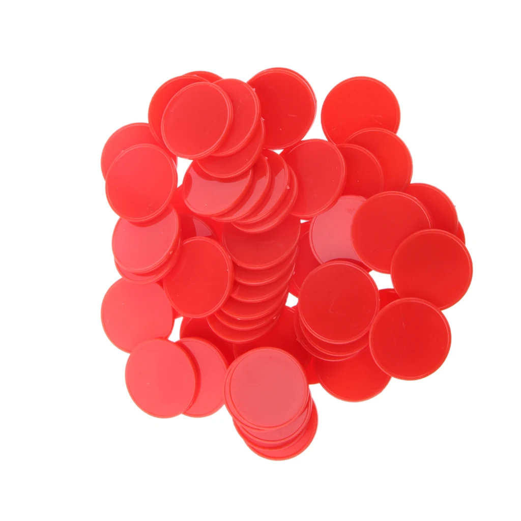 

100pcs Counting Chips Tokens for Bingo Game Board Games Math Teaching Activity Red
