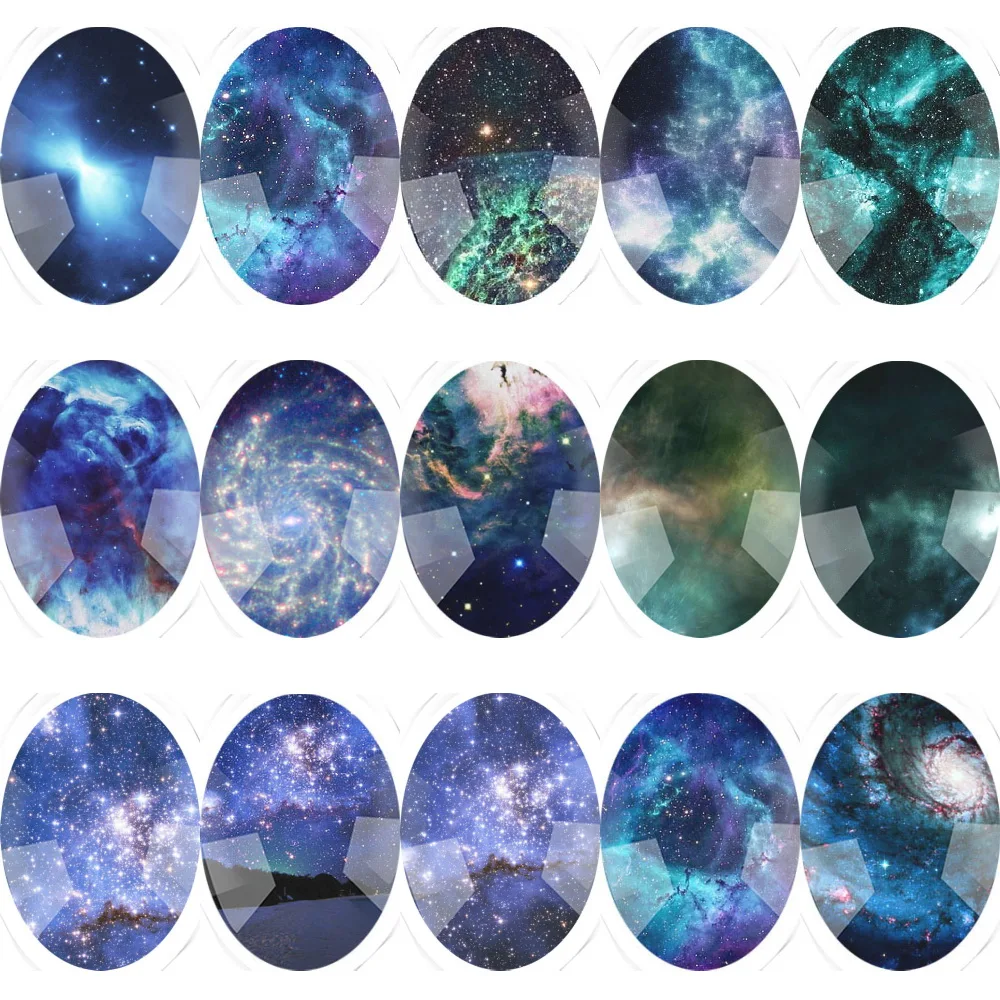 

6~20pieces 4 Size Glass Galaxy Starry Sky Oval Flatback Cameo Cabochon Domed DIY Jewelry Charm Photo Pendant Setting