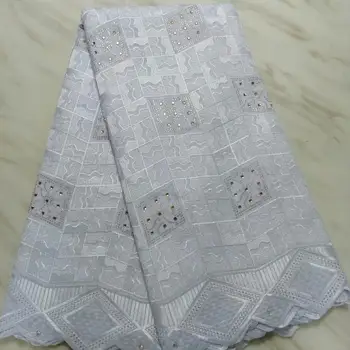 

White Swiss Cotton lace fabric high quality 2019 Latest African French net lace for Nigerian Wedding Evening Dresses