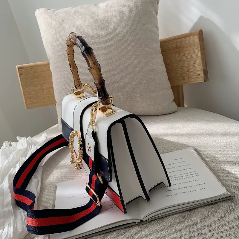 الخيزران أعلى-حقائب بيد الكلاسيكية الكتف أكياس Crossbody للنساء أسود أبيض العلامة التجارية مصمم الفاخرة السيدات اليد كيس رئيسي الرئيسية