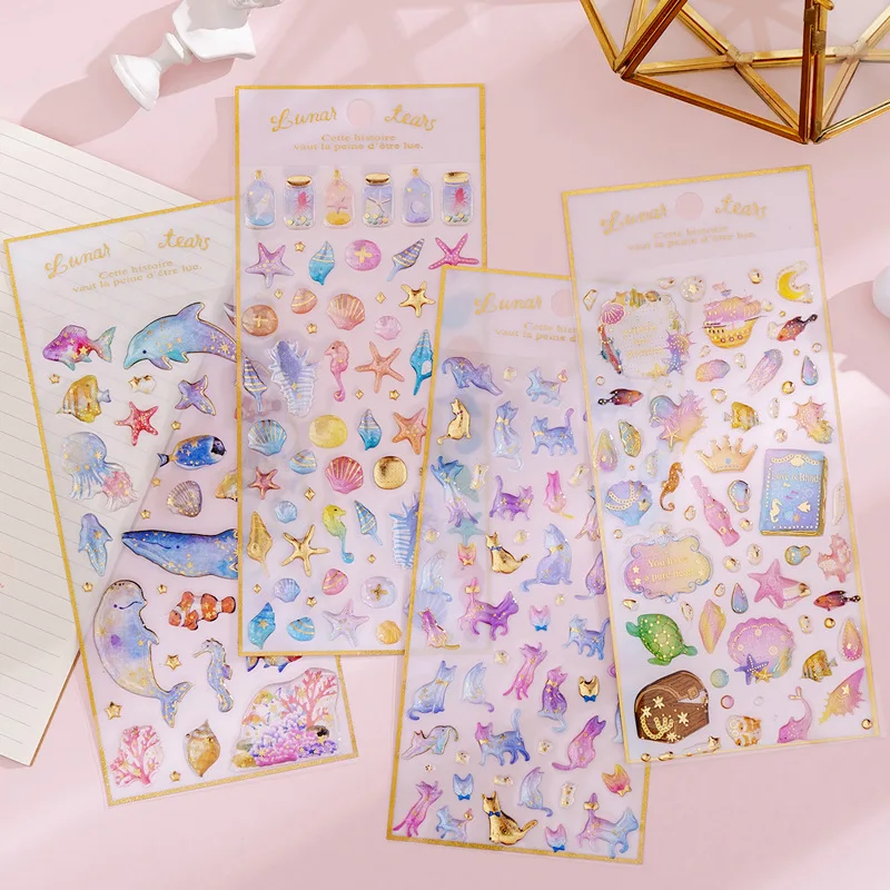 DIY Cute Magic Planet Crystal Epoxy Stickers Transparent 3D Diary Decoration Stickers