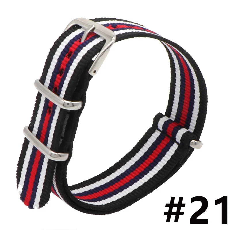 1pcs Wholesale Bracelet Nato Fabric Watch Band 18mm 20mm 22mm Replacement Multi Color Pin Buckle for Nylon Strap for Hours