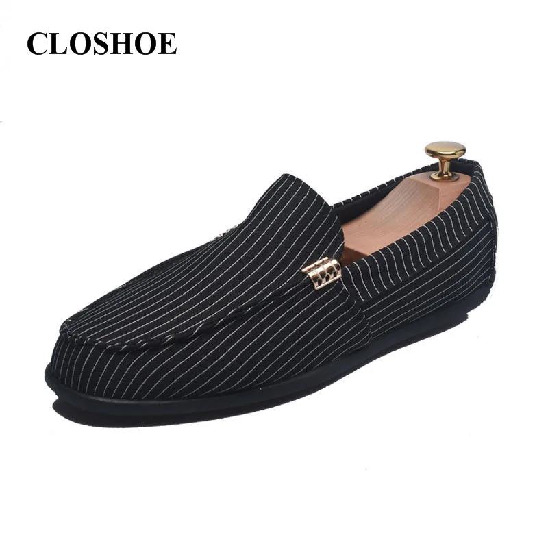 

CLOSHOE One Foot Stirs Up Male Shoe Tide Jock of Young Spring Summer Student Recreational England Beans Shoe Striped