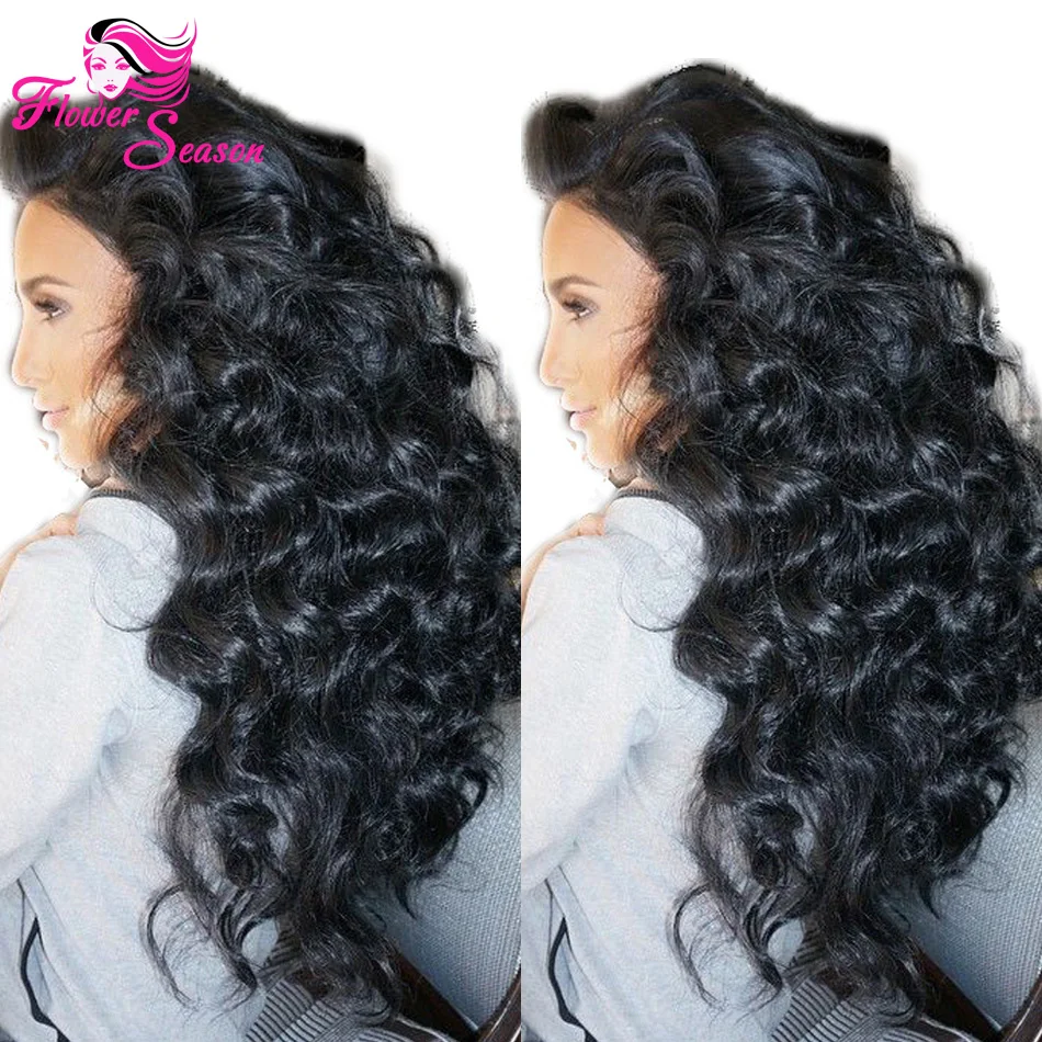 New 180 Density Virgin Brazilian Wavy Silk Top Lace Wigs