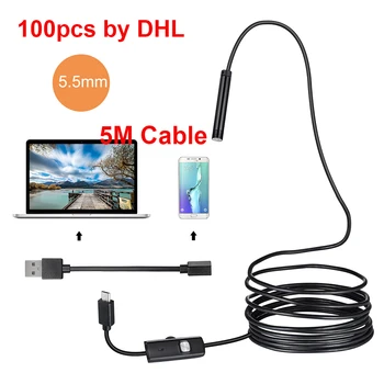 

10/20/50/100pcs DHL Micro USB Endoscope for Android Phone and PC Stardot 5.5mm 5m Inspection Camera Android Endoscope Camera