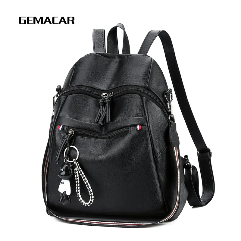 

2019 Latest Fashion Girl Backpack Large Capacity Daily Necessities Mobile Out Casual Shopping Woman Backpack Soft Pu Leather