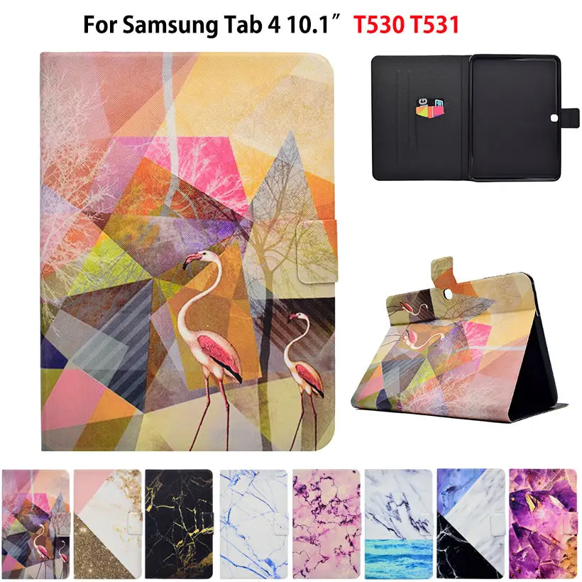 Marble Pattern Case For Samsung Galaxy Tab 4 10.1&quot T530 T531 T533 T535 Smart Cover Funda Tablet PU Leather Stand Skin Sleep&ampWake |