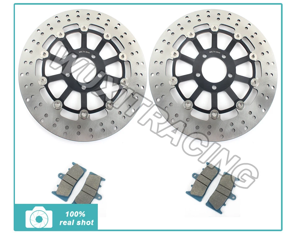 

BLACK New Round Front Brake Disc Rotor + Brake Pads for Kawasaki ZX9R 00 01 ZRX 1100 99 00 ZRX 1200 R S 01 02 03 04 05 06