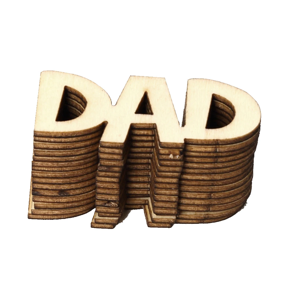 15Pcs/Set Rustic Wooden DAD Confetti Plaque for Wedding Birthday Party Table Scatter Decor Craft - 48x26mm