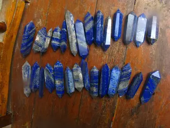 

28 Natura lapis lazuli Quartz Crystal Cutting polishing double Point Healing