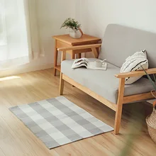 Скандинавский художественный серый белый плед маленькая площадь ковер сетка ручной работы ватная одежда входная дверь балкон прикроватный мат в полоску