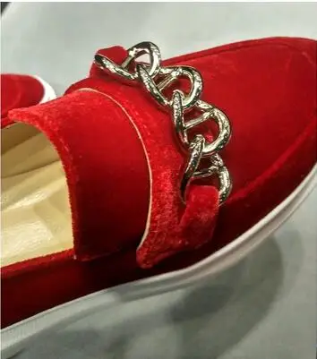 Новинка; дизайнерская обувь; роскошная женская обувь; коллекция года; chaussures femme; женская обувь на плоской подошве - Цвет: Красный