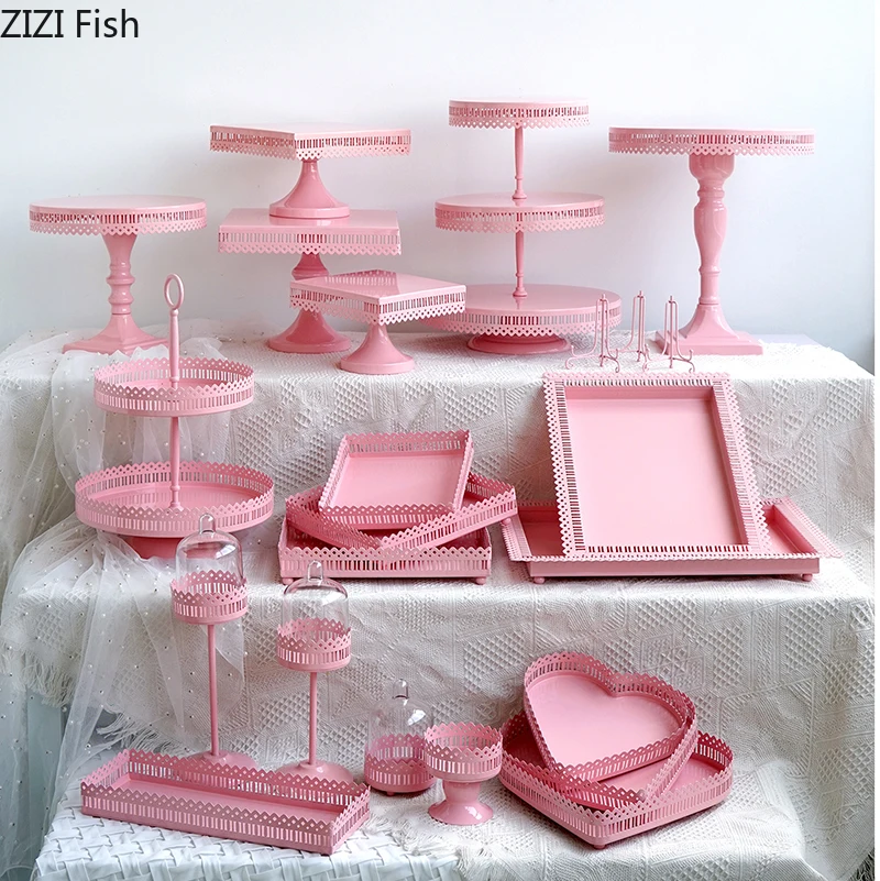 3 яруса кекс стенд розовая железная металлическая, для подставки для пирожных инструменты для десертный стол конфеты бар вечерние поставщики Свадебные украшения