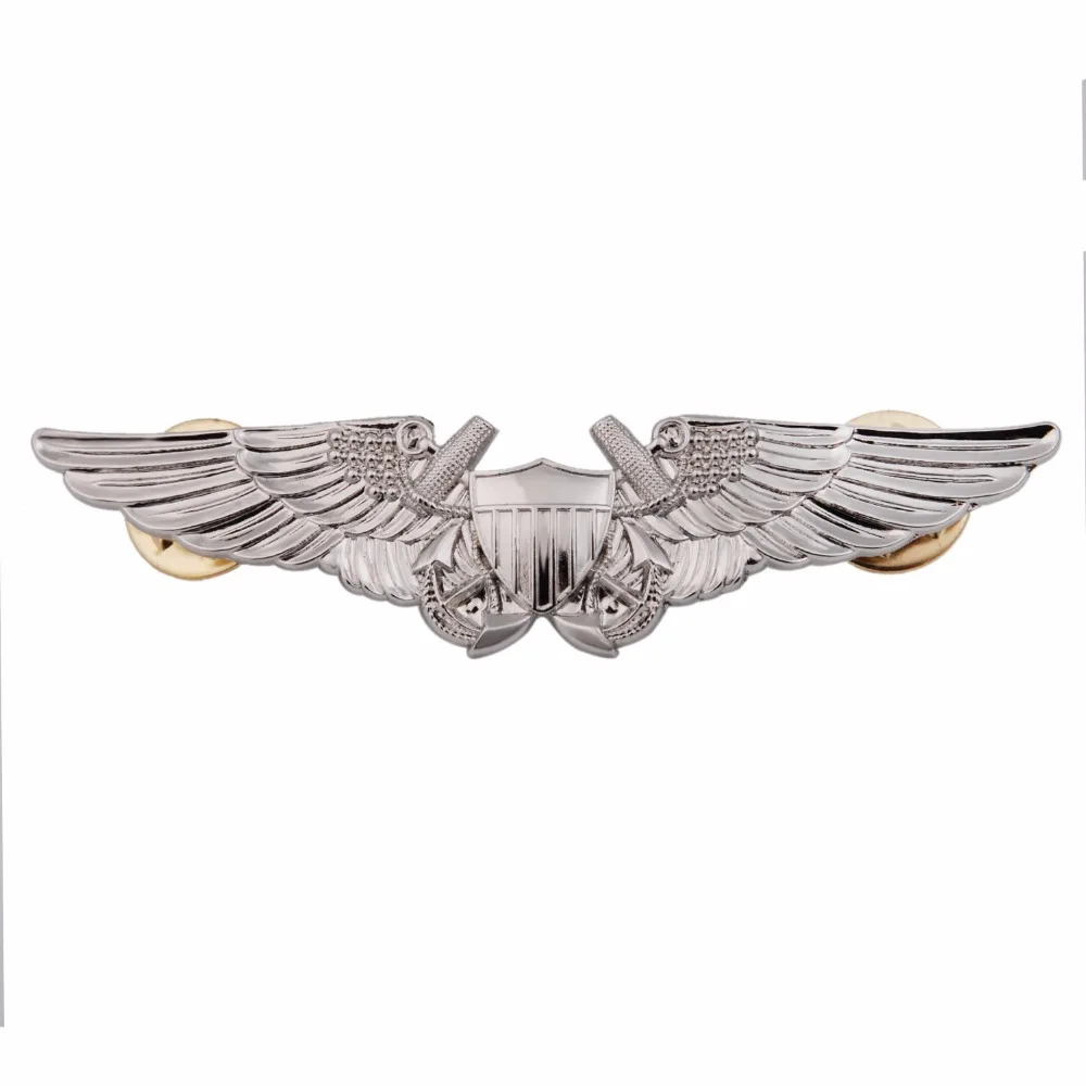 

US USMC AVIATION OFFICER PILOT WING BADGE PIN BADGE SILVER