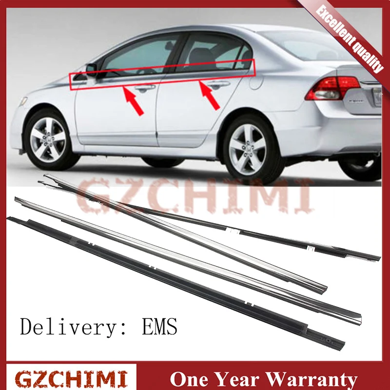

72910SNAA01 4PCS Chrome Outside Window Door Belt Weatherstrip Weather Strip Seal Trim For Honda Accord 2008 2009 2010 2011 2012